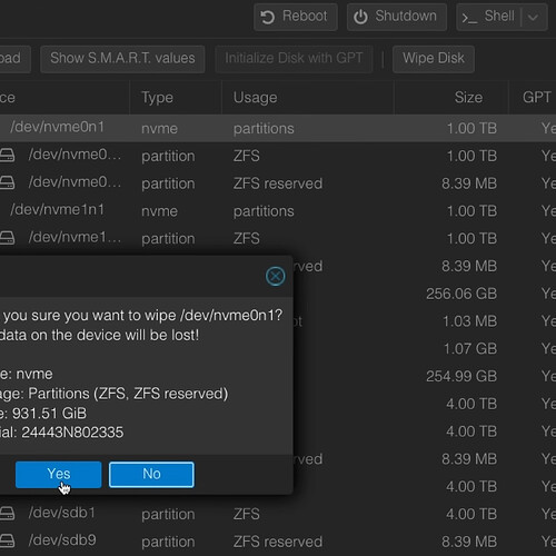 Proxmox Whipe Disk
